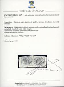 1867 - 3 cent. grigio (15), due ... 