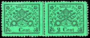 1868 - 2 cent. verde chiaro, coppia ... 