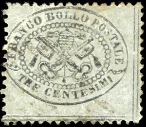 1868 - 3 cent. grigio (24), usato, ... 