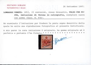 1853 - 15 cent. rosso brunastro, ... 