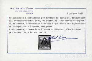 1853 - 30 cent. bruno, falso per ... 