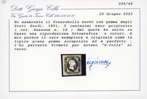 1851 - 5 cent. nero grigiastro ... 