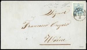 1858 - 45 cent. azzurro, falso per posta di ... 