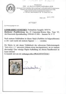 1857 - 45 cent. azzurro, falso per ... 