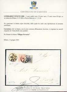 1856 - 5 cent. giallo ocra, 10 ... 