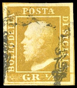 1859 - 1/2 grano giallo oliva, I tavola, ... 