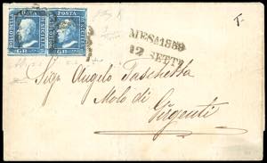 1859 - 2 grana azzurro vivo, carta di Napoli ... 