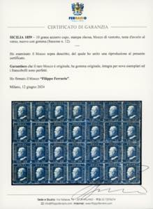 1859 - 10 grana azzurro cupo (12), ... 
