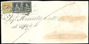 1854 - 1 quattrino nero su grigio, coppia e ... 