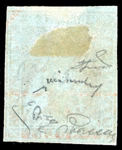 1851 - 2 soldi scarlatto su carta ... 