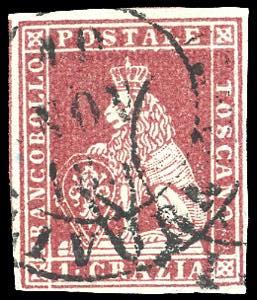 1851 - 1 crazia carminio su grigio (4d), ... 