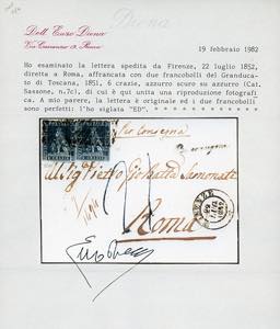 1852 - 6 crazie azzurro scuro su ... 