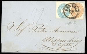 1864 - 10 soldi azzurro, 15 soldi bruno, ... 