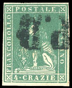 1857 - 4 crazie verde, II emissione (14), ... 
