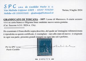 1857 - 6 crazie azzurro vivo, ... 