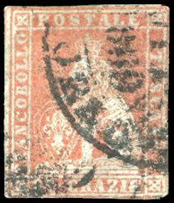 1851 - 60 crazie scarlatto su grigio (9a), ... 