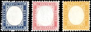 1862 - 20, 40 e 80 cent. (2,3,4), nuovi, ... 