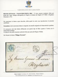 1863 - 15 cent. Litografico, falso ... 