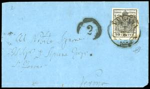 1851 - 10 cent. nero (2), perfetto, isolato ... 