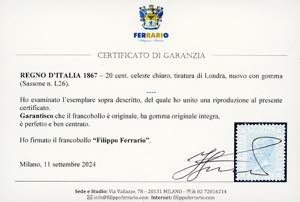 1867 - 20 cent. celeste chiaro, ... 