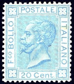 1867 - 20 cent. celeste chiaro, tiratura di ... 