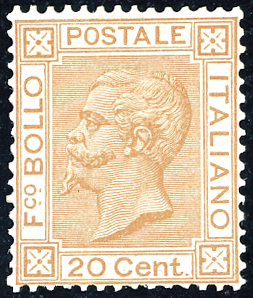 1877 - 20 cent. ocra arancio (28), ... 