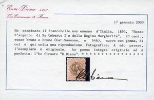 1893 - 20 cent. rosso bruno e ... 