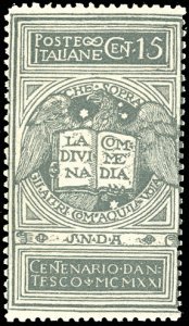 1921 - 15 cent. grigio Dante, non emesso ... 