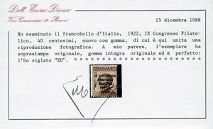 1922 - Congresso Filatelico, terza ... 