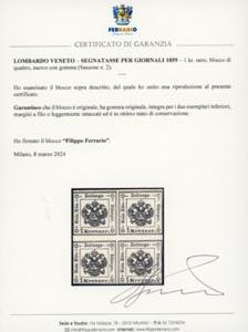 1859 - 1 kr. nero (2) blocco di ... 