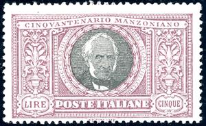 1923 - 5 lire Manzoni, ritocco pos. 14 ... 