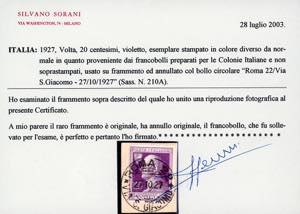 1927 - 20 cent. Volta violetto, ... 