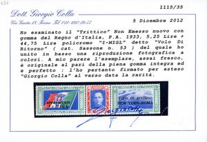 1933 - 5,25 + 44,75 lire Trittico ... 