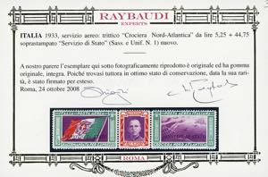 1933 - 5,25 + 44,75 lire Trittico ... 