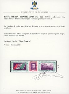 1933 - 5,25 + 44,75 lire Trittico ... 