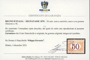 1870 - 50 cent. ocra e carminio ... 