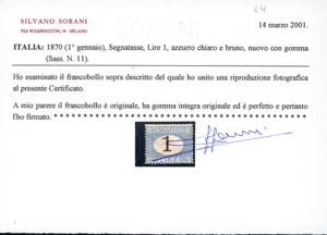 1870 - 1 lira azzurro chiaro e ... 