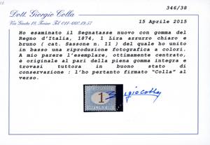 1870 - 1 lira azzurro chiaro e ... 