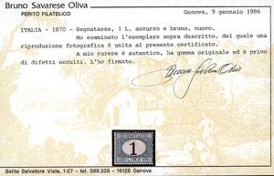 1870 - 1 lira azzurro chiaro e ... 