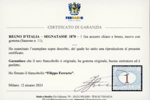 1870 - 1 lira azzurro chiaro e ... 