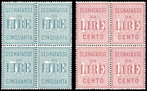 1884 - 50 e 100 lire (15/16), blocchi di ... 