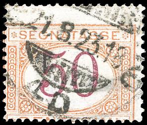 1890 - 50 cent. arancio e carminio, ... 