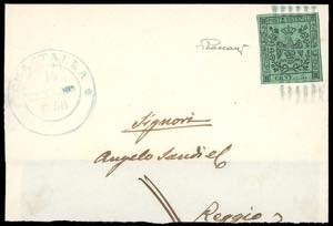 1858 - 5 cent. verde, punto dopo la cifra ... 