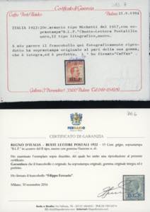 1922/23 - Soprastampa BLP, II ... 