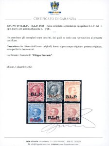 1923 - Soprastampati BLP del III ... 