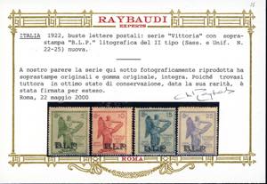 1922 - Vittoria, soprastampa BLP, ... 