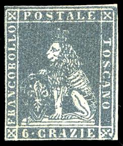 1851 - 6 crazie grigio scuro su grigio, ... 