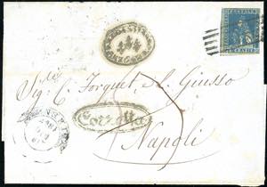 1857 - 6 crazie azzurro cupo, II emissione ... 