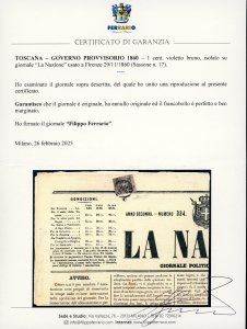 1860 - 1 cent. violetto bruno ... 