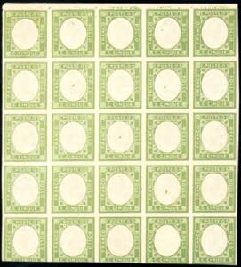 1861 - 5 cent. verde giallo, non emesso, ... 